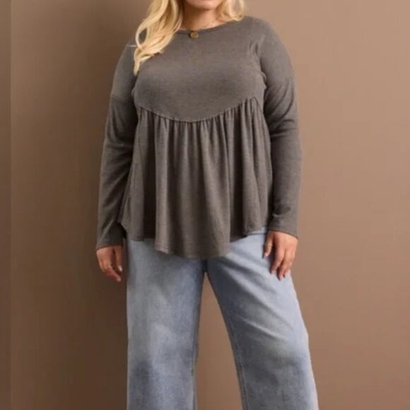 Arula Waffle Knit Babydoll Top - Picture 5 of 6